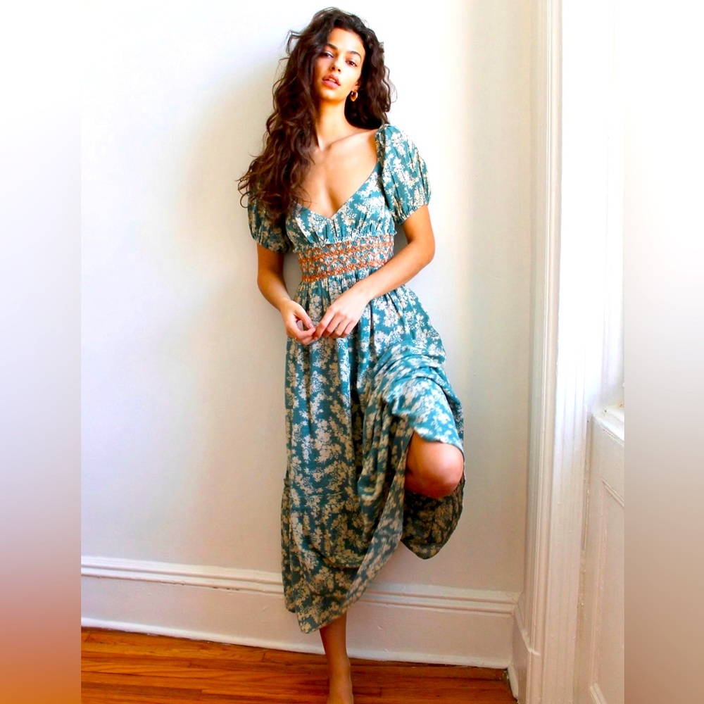 FREE PEOPLE ELLIE FLORAL PRINTED MAXI DRESS SIZE XS
